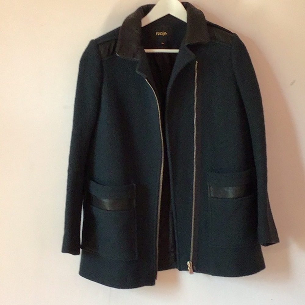 Maje coat in wool and leather FR38 (US S-M) in GUC